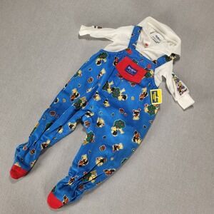 NEW VTG Oshkosh B'gosh Vestback Corduroy Overalls Footed Apple Bears 6-9 Months